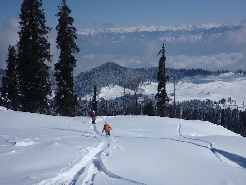 Fresh tracks and a wondrous view across to the Himalaya